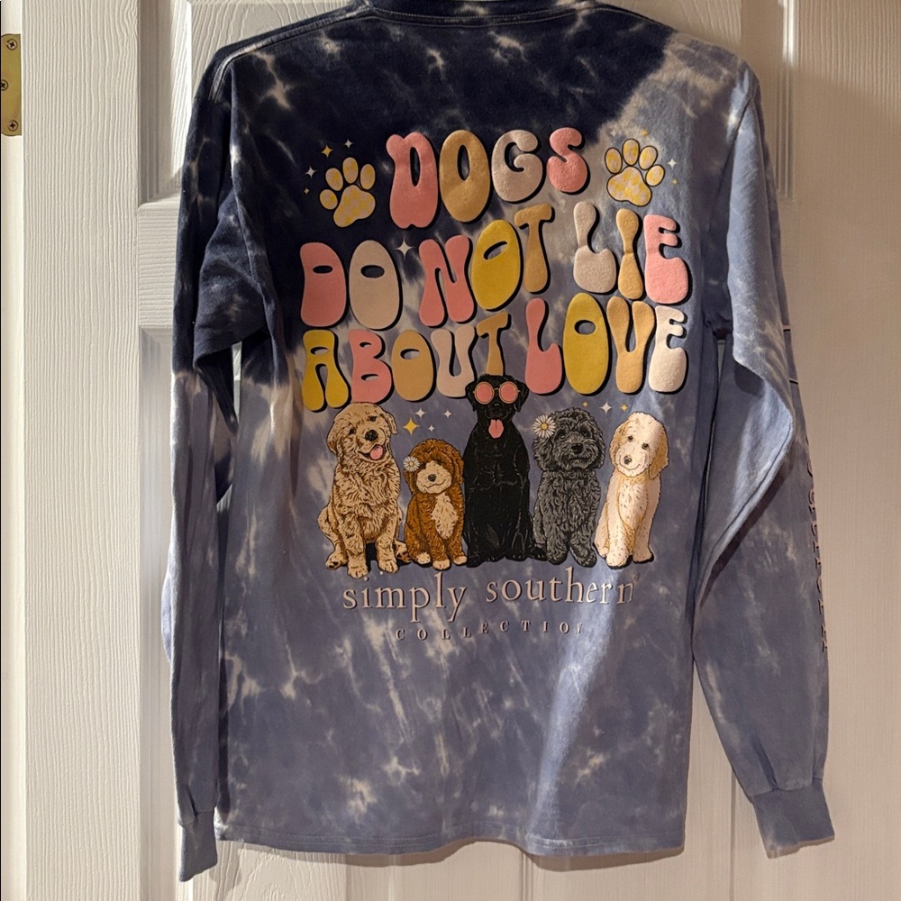Simply Southern Blue Tie-Dye Dog Graphic Long Sleeve